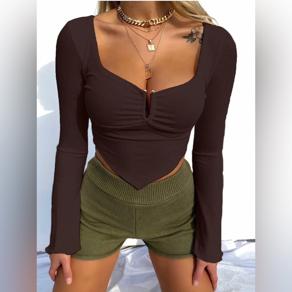Avanova Asymmetrical Ribbed Cropped Top - Picture 14 of 15